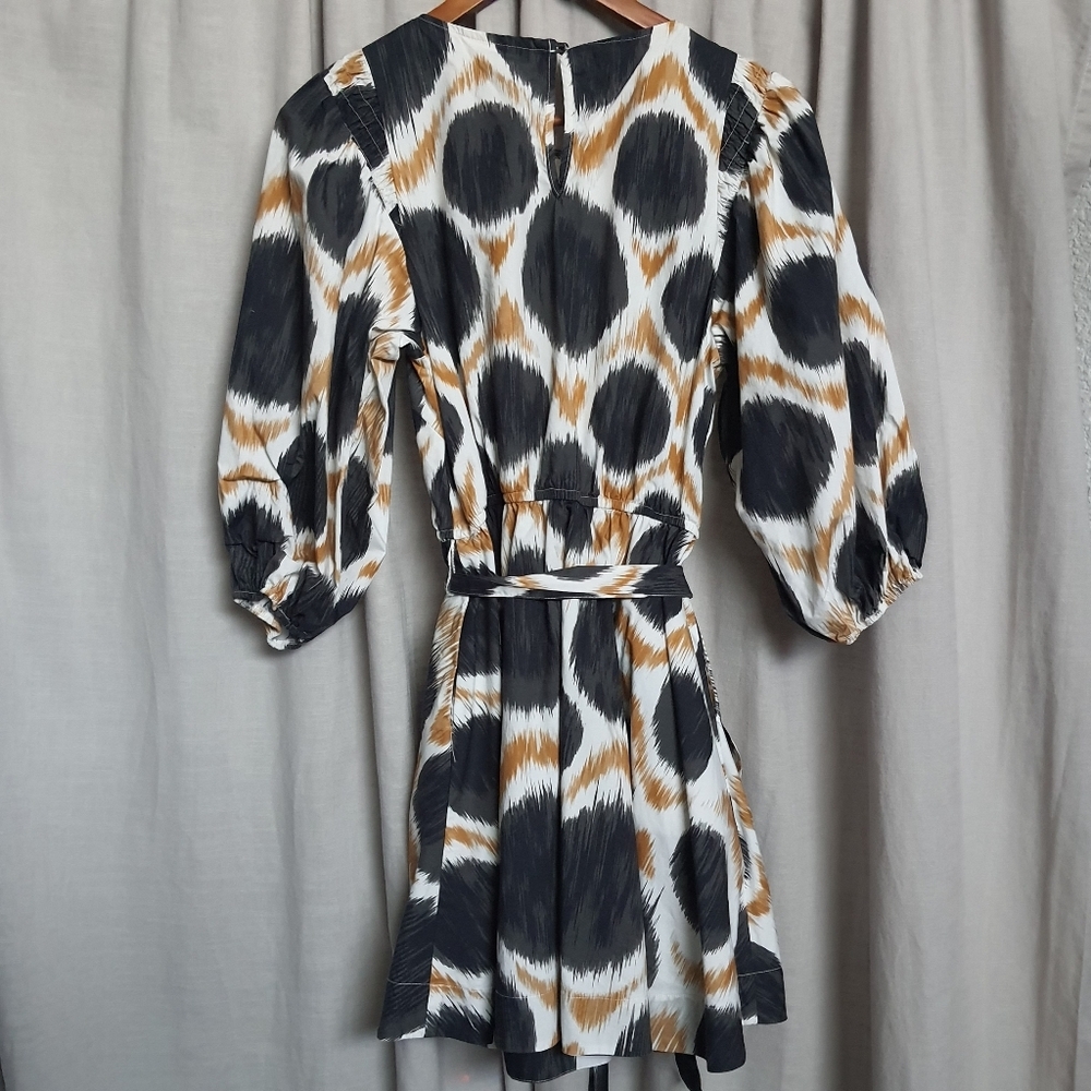 Maeve Destin Poplin Mini Dress Short Sleeve Multi Puff Sleeve Cotton - Picture 10 of 12